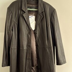 Plus Size Womens Full Length Leather Coat